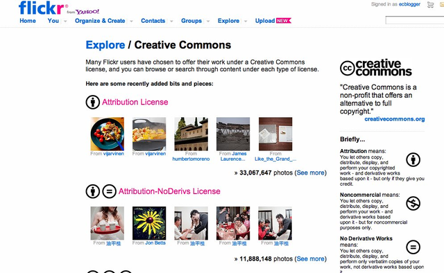 Flickr khi còn thuộc sở hữu của Yahoo.