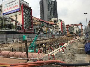 Khu vực thi công gói thầu CP1a, hạng mục nhà ga Bến Thành, thuộc dự án metro số 1 tại khu vực đường Lê Lợi (quận 1, TP HCM) - Ảnh: GIA MINH