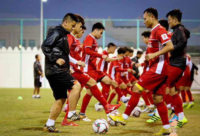 Đội tuyển Việt Nam tập huấn tại Qatar (UAE) chuẩn bị cho Asian Cup 2019. Ảnh: VFF.