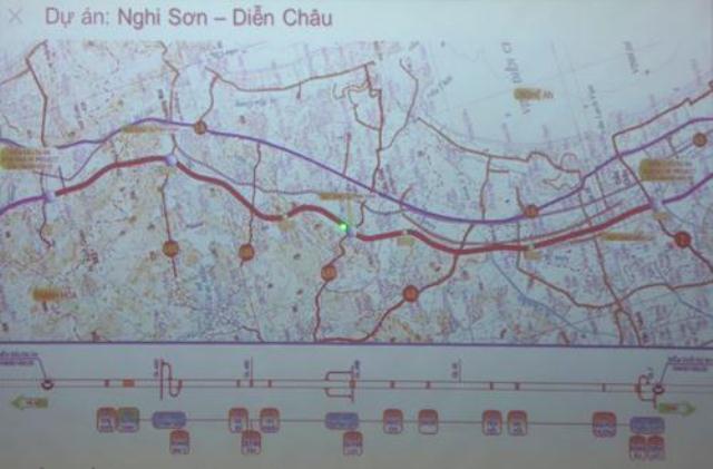 Sơ đồ tuyến cao tốc đoạn Nghi Sơn (tỉnh Thanh Hóa) - Diễn Châu ( tỉnh Nghệ An).