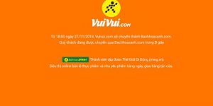 Dòng thông báo đóng cửa xuất hiện khi truy cập vào vuivui.vom