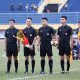 Đậu Đình Khôi (ngoài cùng bên trái) đeo băng đội trưởng trong trận U19 Hồng Lĩnh Hà Tĩnh gặp chủ nhà U19 Huế. Ảnh: Nguyễn Viết Định