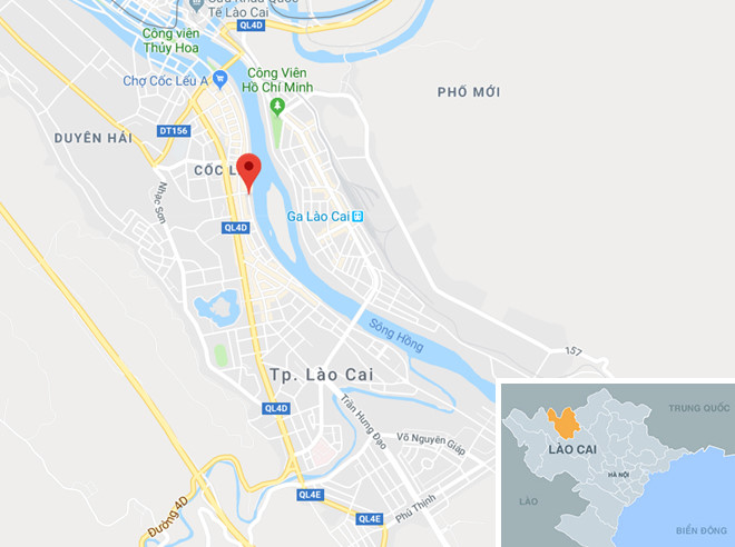 Đường An Dương Vương (phường Cốc Lếu, Lào Cai), nơi xảy ra vụ việc. Ảnh: Google Maps.
