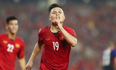 Nguyễn Quang Hải mừng bàn thắng vào lưới Philippines ở trận bán kết lượt về AFF Cup 2018. Ảnh: Đức Đồng