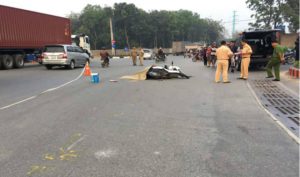 Hiện trường vụ tai nạn khiến một phụ nữ tử vong
