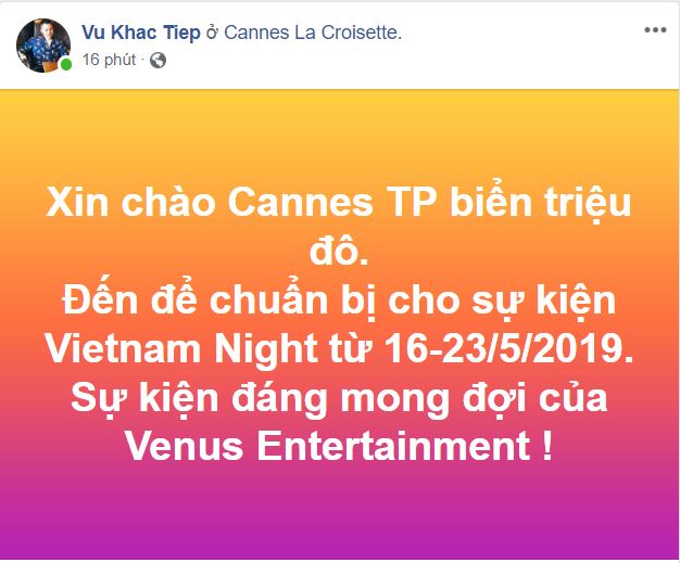 Vũ Khắc Tiệp tới thành phố biển Cannes để chuẩn bị cho sự kiện sắp tới