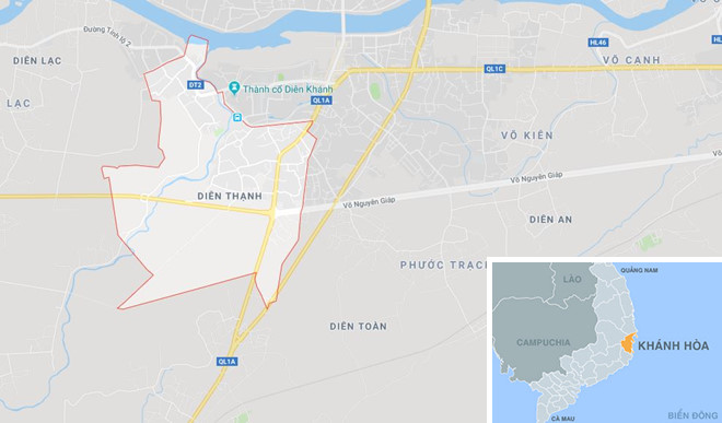 Xã Diên Thạnh, huyện Diên Khánh, Khánh Hòa nơi xảy ra vụ tai nạn. Ảnh: Google Maps.