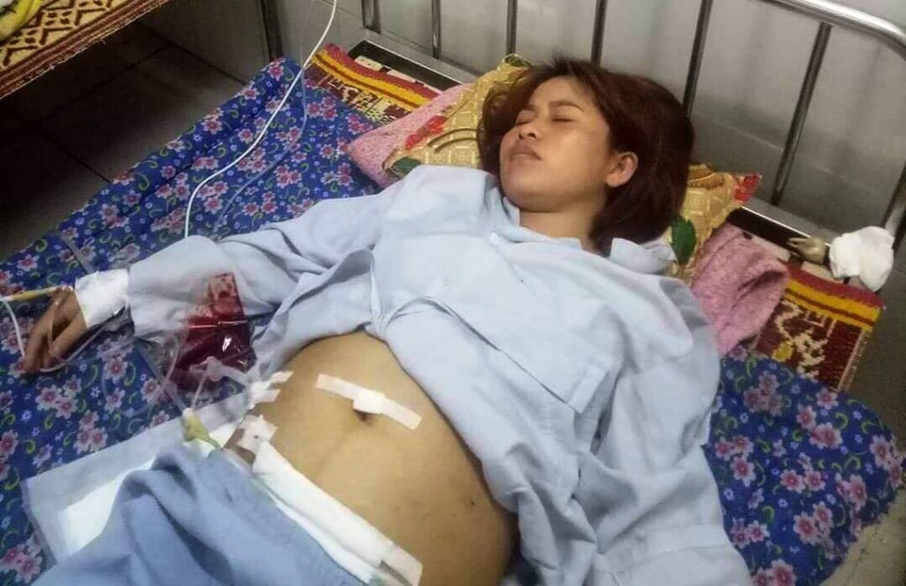 Bệnh nhân Trần Thị Hóa đang được điều trị tại bệnh viện. Ảnh CTV