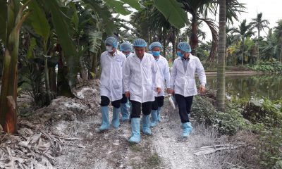 Bộ trưởng Bộ NNPTNT Nguyễn Xuân Cường, cùng đoàn công tác của Bộ NNPTNT kiểm tra công tác phòng chống dịch tả lợn châu Phi ngày 2/3 tại Hải Phòng.