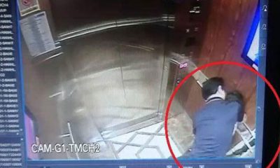 Ông Linh ôm, hôn bé gái trong thang máy