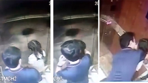 Hình ảnh bé gái bị ông Nguyễn Hữu Linh sàm sỡ trong thang máy.