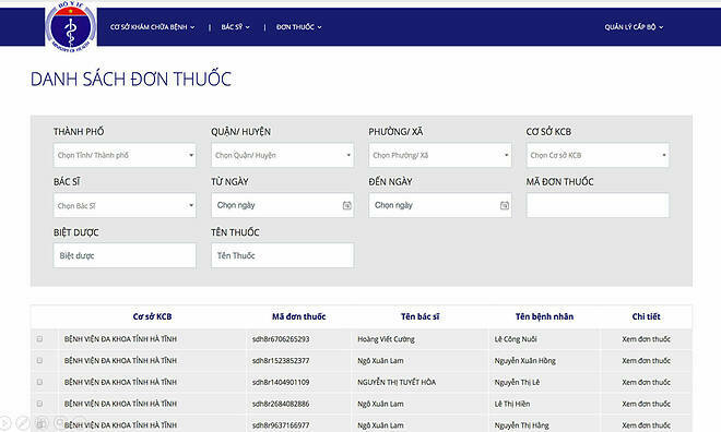 Bộ y tế quản lý được đơn thuốc kê tại Bệnh viện Tỉnh Hà Tĩnh qua phần mềm đơn thuốc điện tử quốc gia. Ảnh: T,H