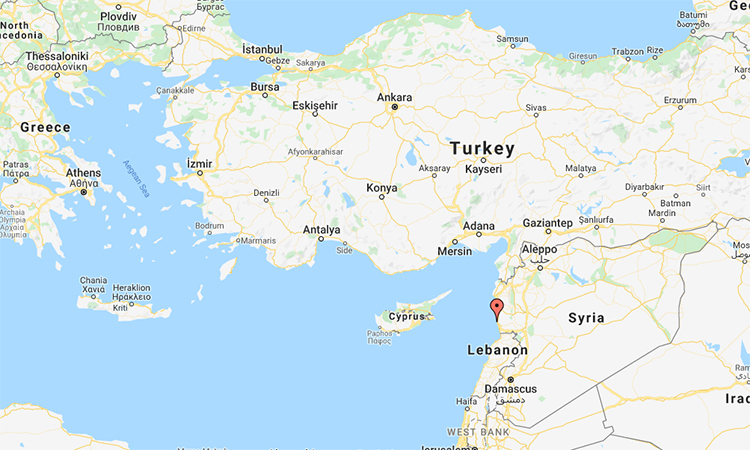 Vị trí căn cứ hải quân Tartus tại Syria. Đồ họa: Google.