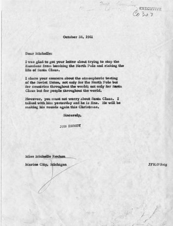 Lá thư Kennedy gửi cho bé gái năm 1961. Ảnh: 