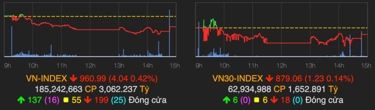 VN-Index giảm trong phiên giao dịch cuối cùng năm 2019. Ảnh: VNDirect