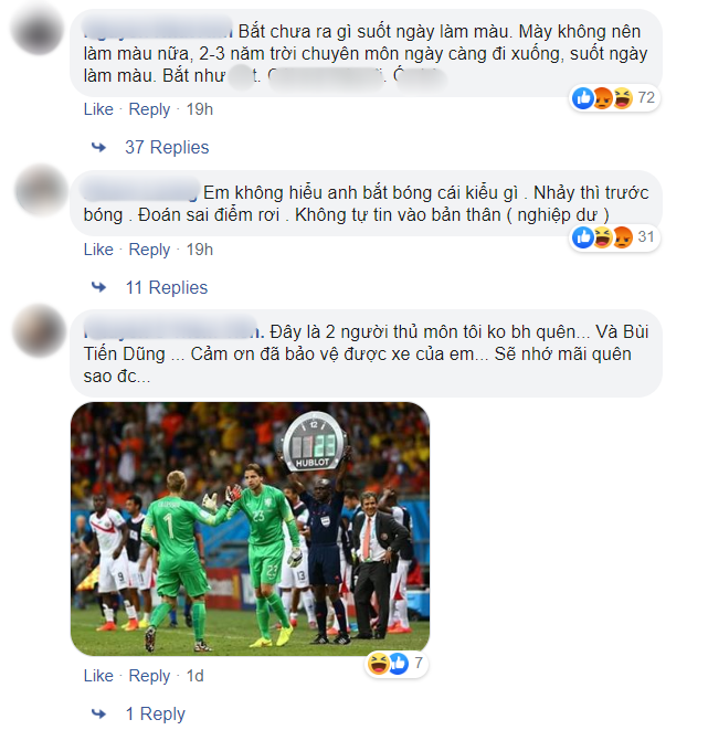 Những bình luận tiêu cực xoay quanh bàn thua của đội tuyển Việt Nam. (Ảnh chụp màn hình)