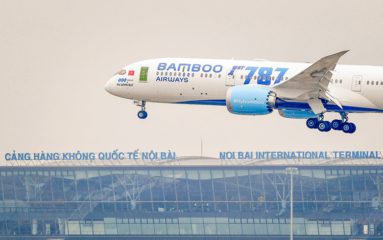 Máy bay Boeing 787-9 về đến Việt Nam hôm 22/12. Ảnh: Bamboo Airways.