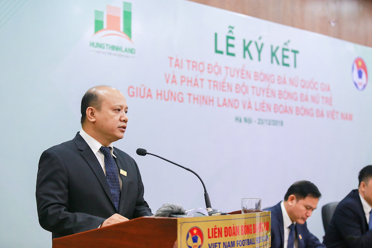 Ông Lê Trọng Khương, Tổng Giám đốc Hưng Thịnh Land phát biểu tại lễ ký kết. Ảnh: An Bình