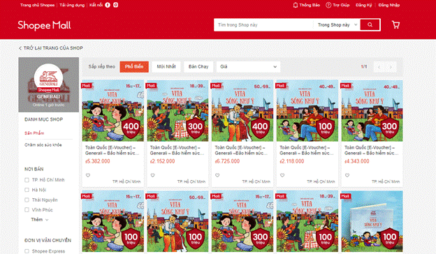 Người dùng dễ dàng tìm kiếm sản phẩm bảo hiểm chăm sóc sức khỏe trên Shopee.