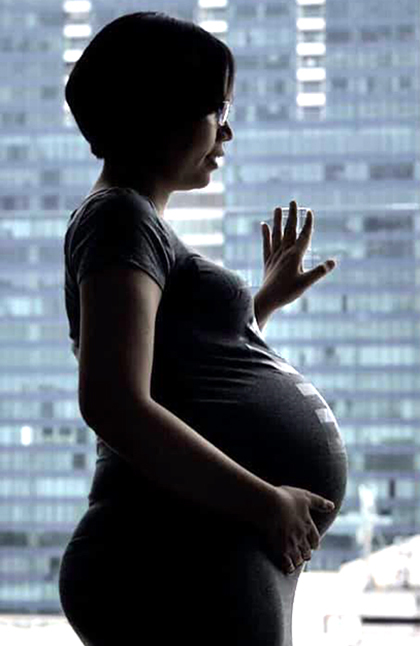 Vợ diễn viên Hoàng Phúc - Uyên Phương - lúc mang bầu ở những tháng cuối thai kỳ. Ảnh: U.P. 