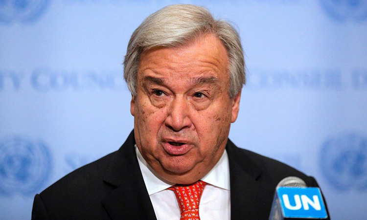 Tổng thư ký Liên Hợp Quốc Antonio Guterres phát biểu tại New York, Mỹ 1/8/2019. Ảnh: Reuters.