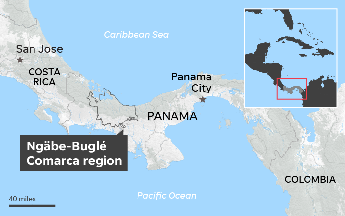 Khu bán tự trị Ngabé Buglé ở Panama. Đồ họa: USA Today.