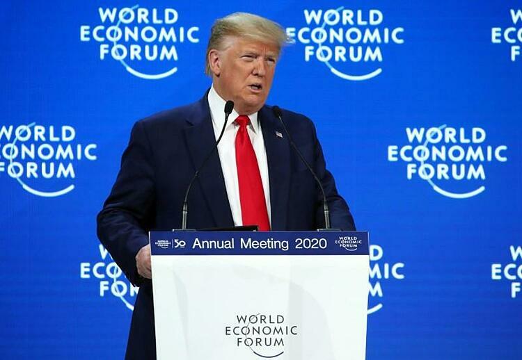 Tổng thống Mỹ Donald Trump phát biểu tại Davos hôm nay. Ảnh: Reuters