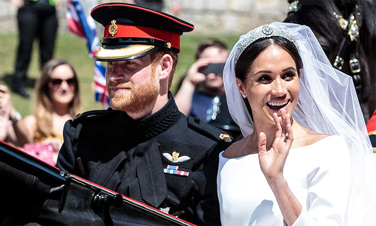 Hoàng tử Anh Harry và Công nương Meghan trong lễ cưới Hoàng gia năm 2018. Ảnh: NBC News.