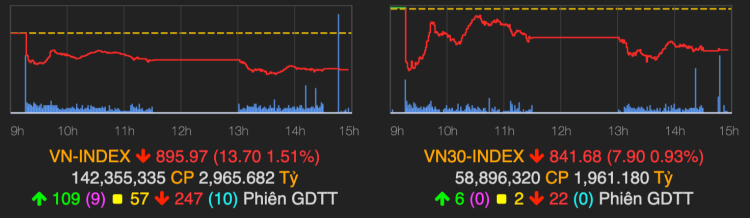 VN-Index về dưới 900 điểm sau phiên giảm gần 14 điểm hôm nay (26/2). Ảnh: VNDirect