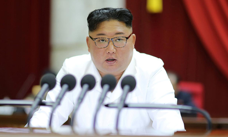 Lãnh đạo Triều Tiên Kim Jong-un phát biểu tại hội nghị của WPK ngày 29/12. Ảnh: Reuters/KCNA.