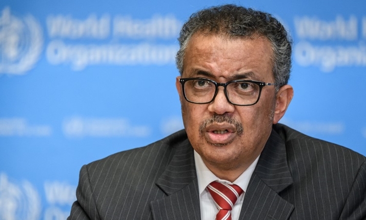 Tổng giám đốc WHO Tedros Adhanom Ghebreyesus họp báo tại Thụy Sĩ ngày 11/3. Ảnh: AFP.