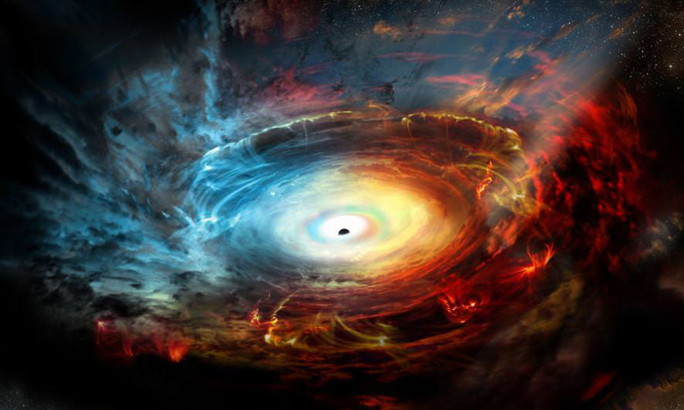 Minh họa một hố đen đang phát sáng mạnh. Ảnh: Universe Today.