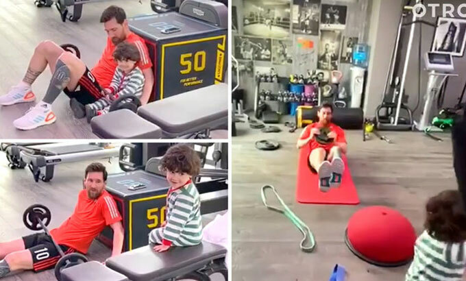 Messi rèn thể lực ở nhà chuẩn bị cho ngày trở lại. Ảnh: Instagram.