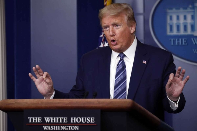 Tổng thống Donald Trump tại cuộc họp báo ở Nhà Trắng hôm 21/4. Ảnh: AP