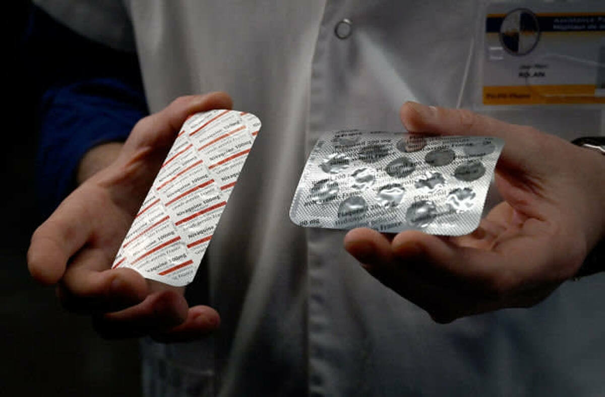 Thuốc chống sốt rét chloroquine. Ảnh: AFP