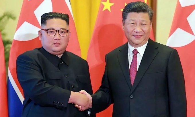 Lãnh đạo Triều Tiên Kim Jong-un (trái) và Chủ tịch Trung Quốc Tập Cận Bình tại Bắc Kinh tháng 1/2019. Ảnh: KCNA.