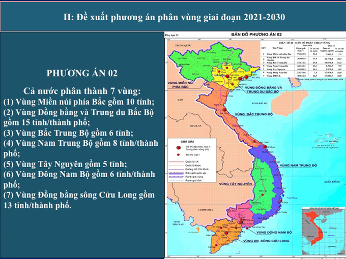 Phương án phân vùng theo hướng mở rộng đồng bằng sông Hồng (phươn án hai). Ảnh: VGP