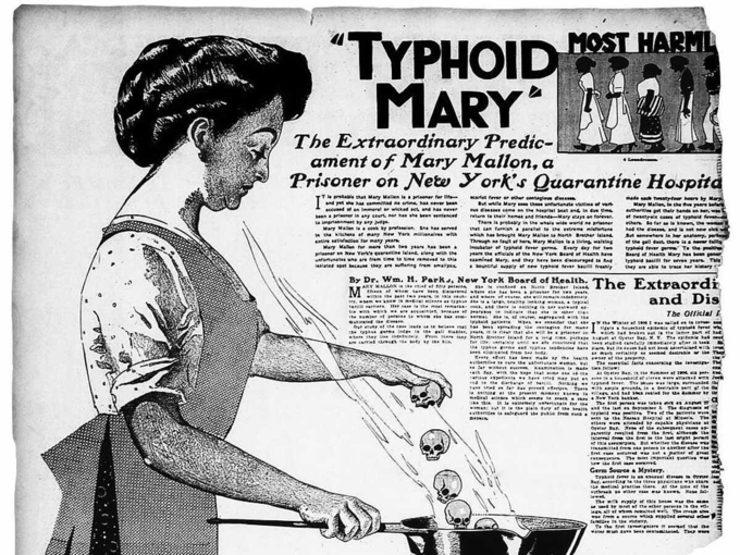 Hình ảnh Mary Mallon được phác họa trên một tờ báo năm 1909 với tiêu đề Mary Thương hàn. Ảnh: The New York American