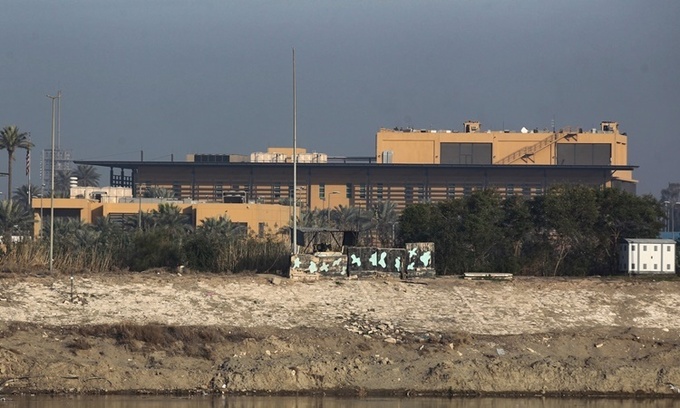 Đại sứ quán Mỹ tại Baghdad, Iraq, hồi tháng một. Ảnh: AFP.