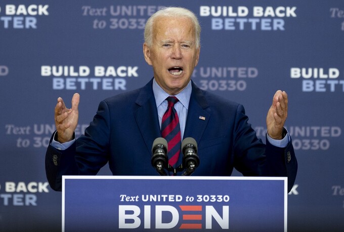 Ứng viên tổng thống đảng Dân chủ Joe Biden phát biểu tại thành phố Wilmington, bang Delaware, Mỹ, hôm 4/9. Ảnh: AFP.