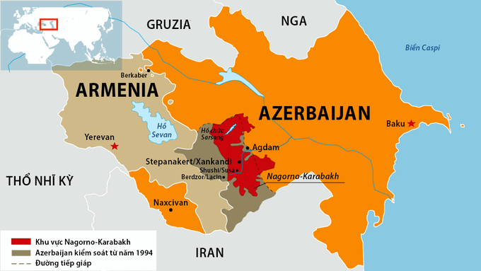 Vị trí vùng Nagorno-Karabakh. Đồ họa: SETA.