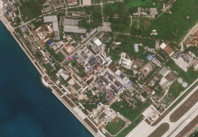 Ảnh vệ tinh các công trình Trung Quốc xây dựng trái phép trên đảo Phú Lâm thuộc quần đảo Hoàng Sa của Việt Nam. Ảnh: AMTI.