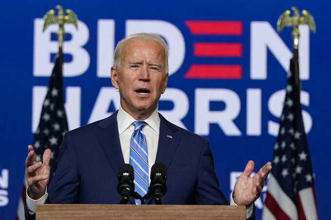 Joe Biden phát biểu từ Trung tâm Chase ở Wilmington, bang Delaware hôm 4/11.
