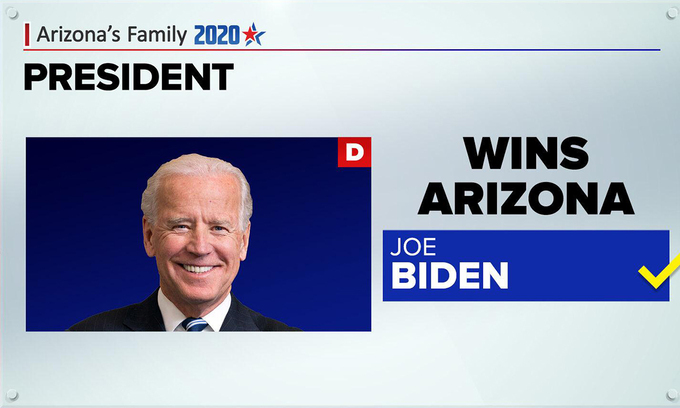 Thông báo Biden thắng ở Arizona. Ảnh: AP.