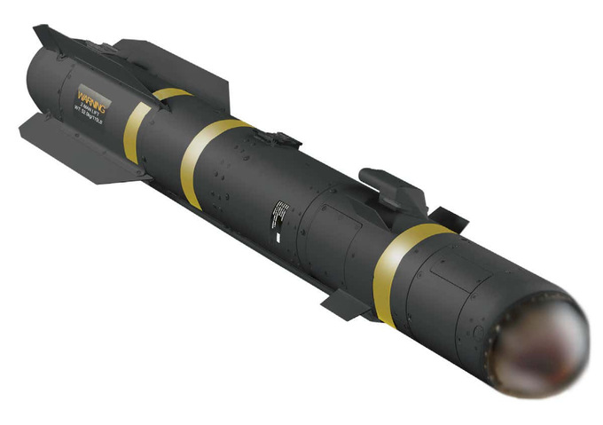 Hình mô phỏng quả đạn AGM-179A với phần đầu dò được làm mờ. Ảnh: DOT&E.
