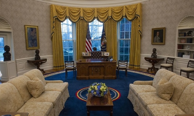 Phòng Bầu dục đã được bài trí lại cho tân Tổng thống Mỹ Joe Biden. Ảnh: Washington Post.