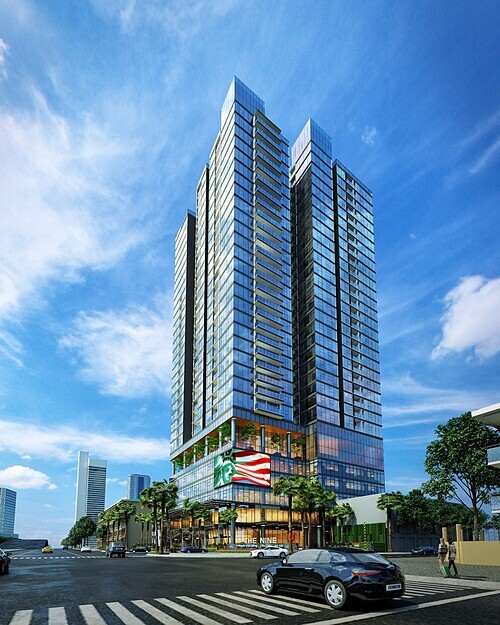 The Nine Tower, tổ hợp căn hộ cao cấp, trung tâm thương mại và dịch vụ văn phòng Hà Nội của chủ Đầu tư GP Invest do BM Windows triển khai nhôm kính, mặt dựng. Ảnh phối cảnh: BM Windows.