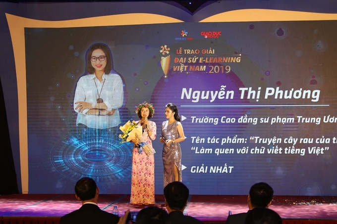 Vượt qua hơn 2.000 tác phẩm dự thi, cô Phương giành giải nhất Đại sứ E-learning Việt Nam 2019. Ảnh: Nhân vật cung cấp