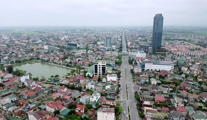 Trung tâm thành phố Hà Tĩnh nhìn từ trên cao. Ảnh: Đức Hùng